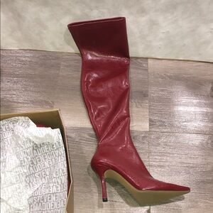 Steve Madden Lorinda Burgundy Red Heeled Over the Knee Zipper Boots New